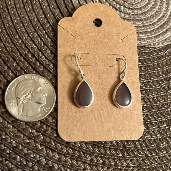 Historical Amethyst Glass With Sterling Silver Earrings - Picture 1 of 3